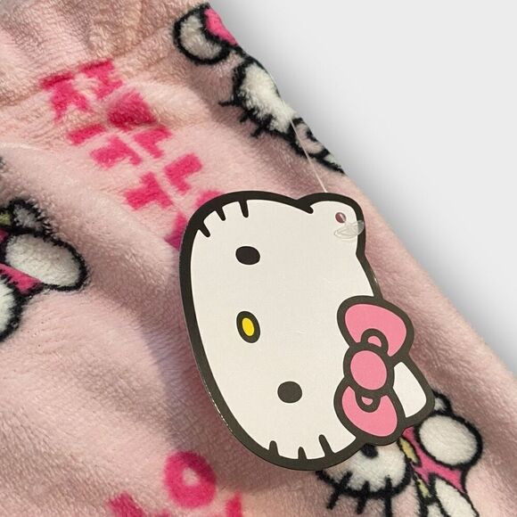 Hello Kitty Sanrio All Over Fuzzy Soft Touch Pajama Pants Womens size Large New - Picture 6 of 9